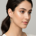 Load image into Gallery viewer, Duniya Swig Double Hoops Two Tone 925 Sterling Silver Hoop Earrings
