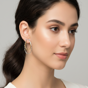 Duniya Swig Double Hoops Two Tone 925 Sterling Silver Hoop Earrings