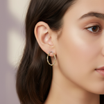 Load image into Gallery viewer, Swirl Vines Double Hoops Two Tone 925 Sterling Silver Hoop Earrings