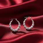 Load image into Gallery viewer, Bamboo Hoops 925 Sterling Silver Hoop Earrings