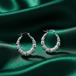 Load image into Gallery viewer, Bamboo Hoops 925 Sterling Silver Hoop Earrings