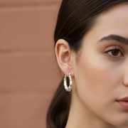 Bamboo Hoops 925 Sterling Silver Hoop Earrings