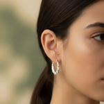 Load image into Gallery viewer, Bamboo Hoops 925 Sterling Silver Hoop Earrings