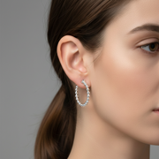 Ball Hoops 925 Sterling Silver Hoop Earrings
