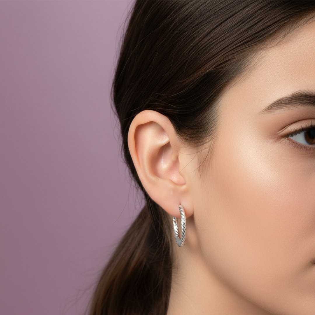 Twist Hoops 925 Sterling Silver Hoop Earrings