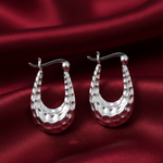 Load image into Gallery viewer, Hand Textured 925 Sterling Silver Hoop Earrings