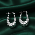 Load image into Gallery viewer, Hand Textured 925 Sterling Silver Hoop Earrings