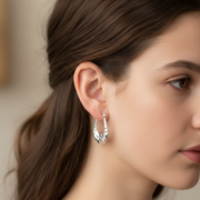 Hand Textured 925 Sterling Silver Hoop Earrings