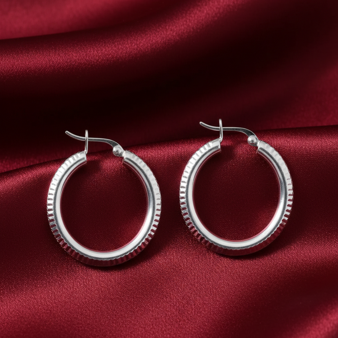 Mukti 925 Sterling Silver Hoop Earrings