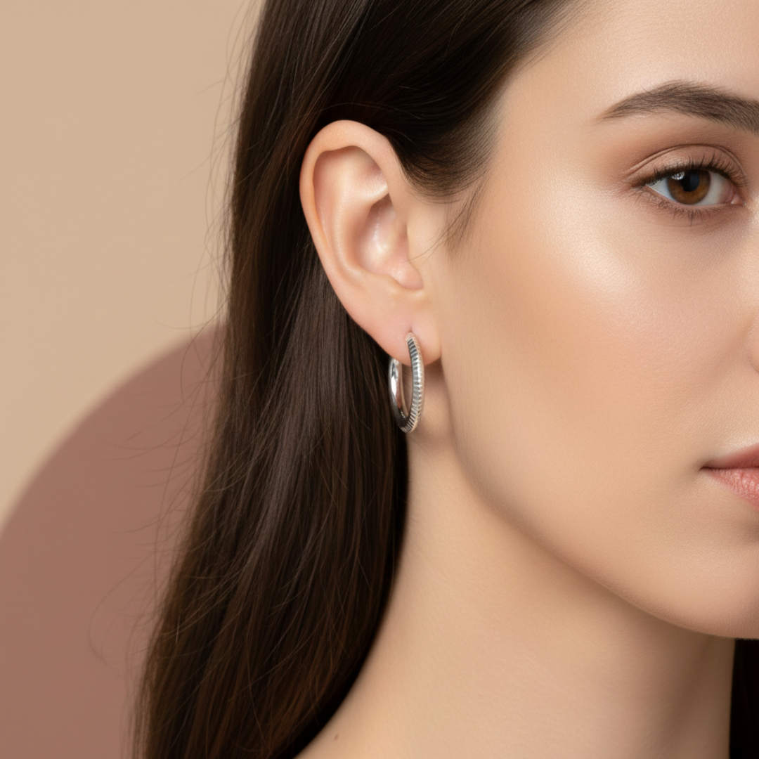 Mukti 925 Sterling Silver Hoop Earrings