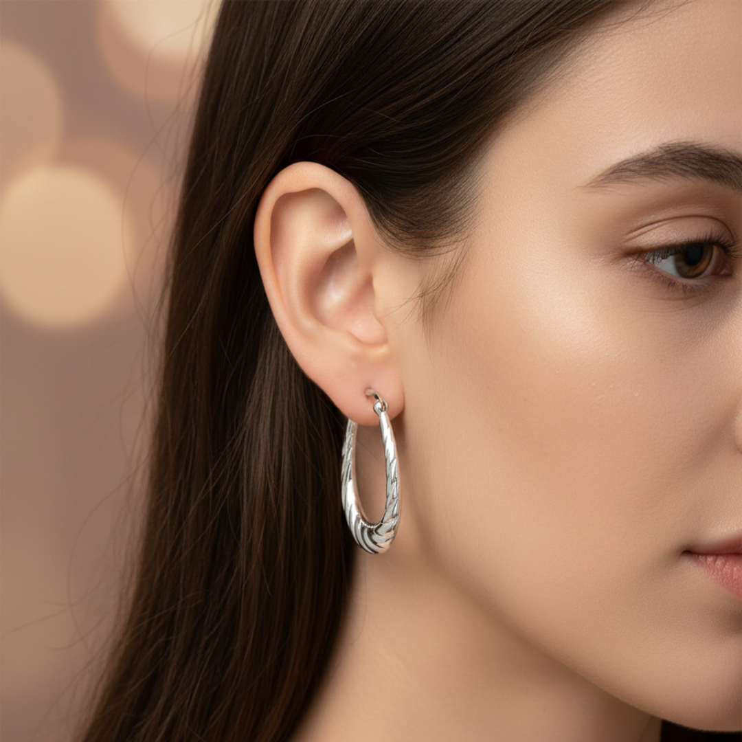 Twister 925 Sterling Silver Hoop Earrings