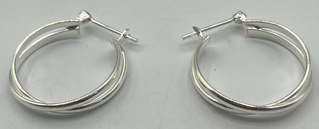 Intertwined Solid Plain 925 Sterling Silver Hoop Earrings