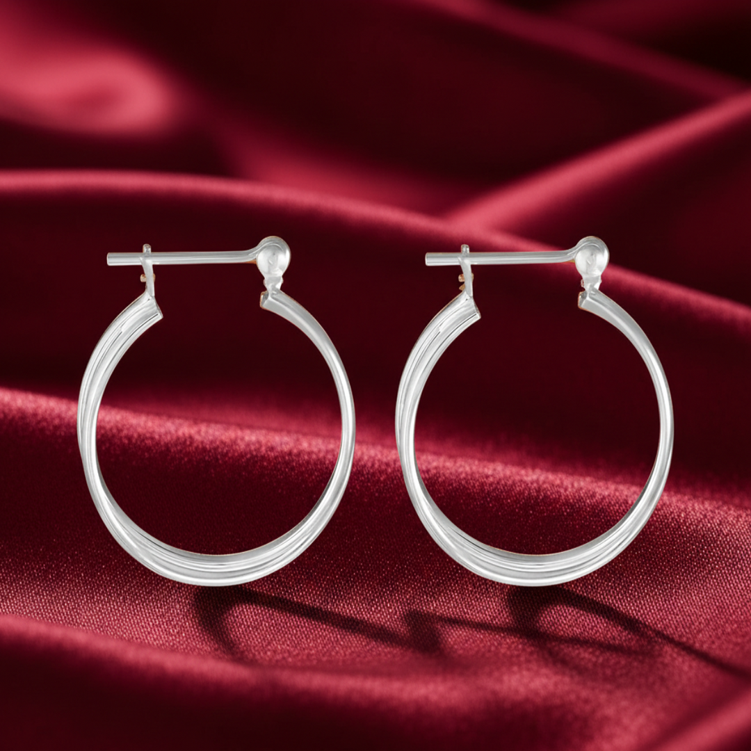 Intertwined Solid Plain 925 Sterling Silver Hoop Earrings
