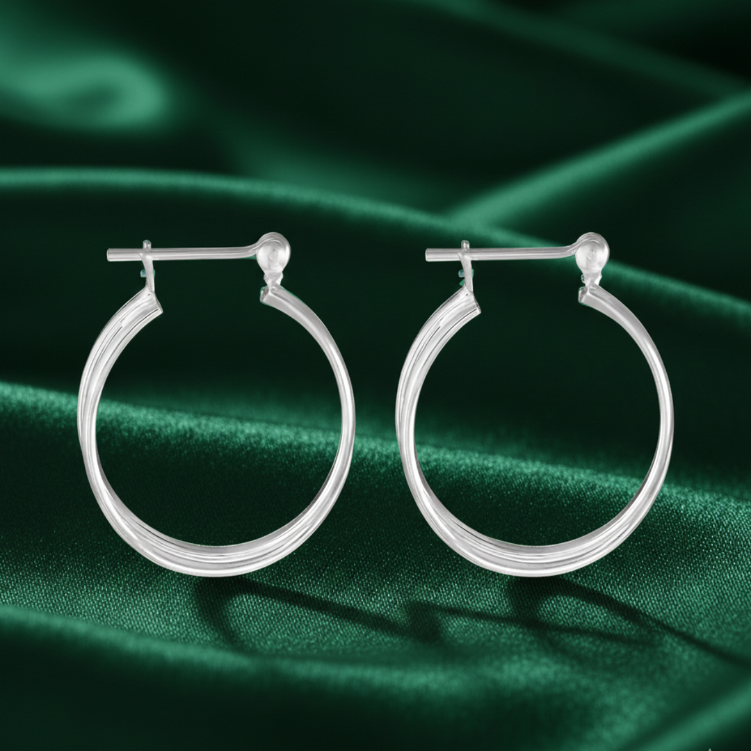 Intertwined Solid Plain 925 Sterling Silver Hoop Earrings
