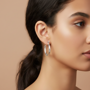 Intertwined Solid Plain 925 Sterling Silver Hoop Earrings