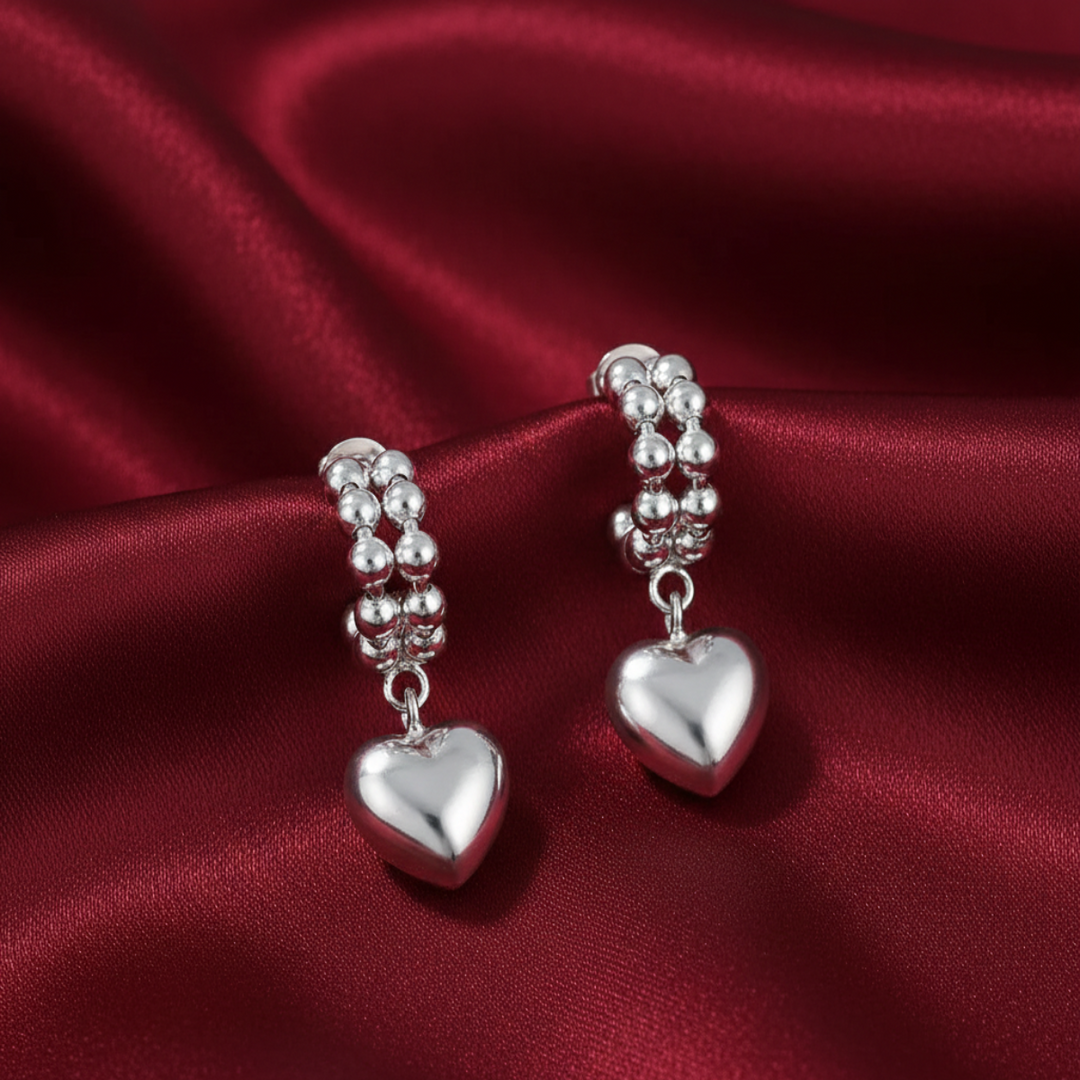 Camellia Heart 925 Sterling Silver Earrings