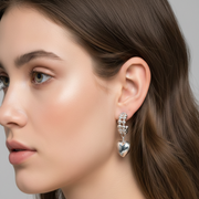 Camellia Heart 925 Sterling Silver Earrings