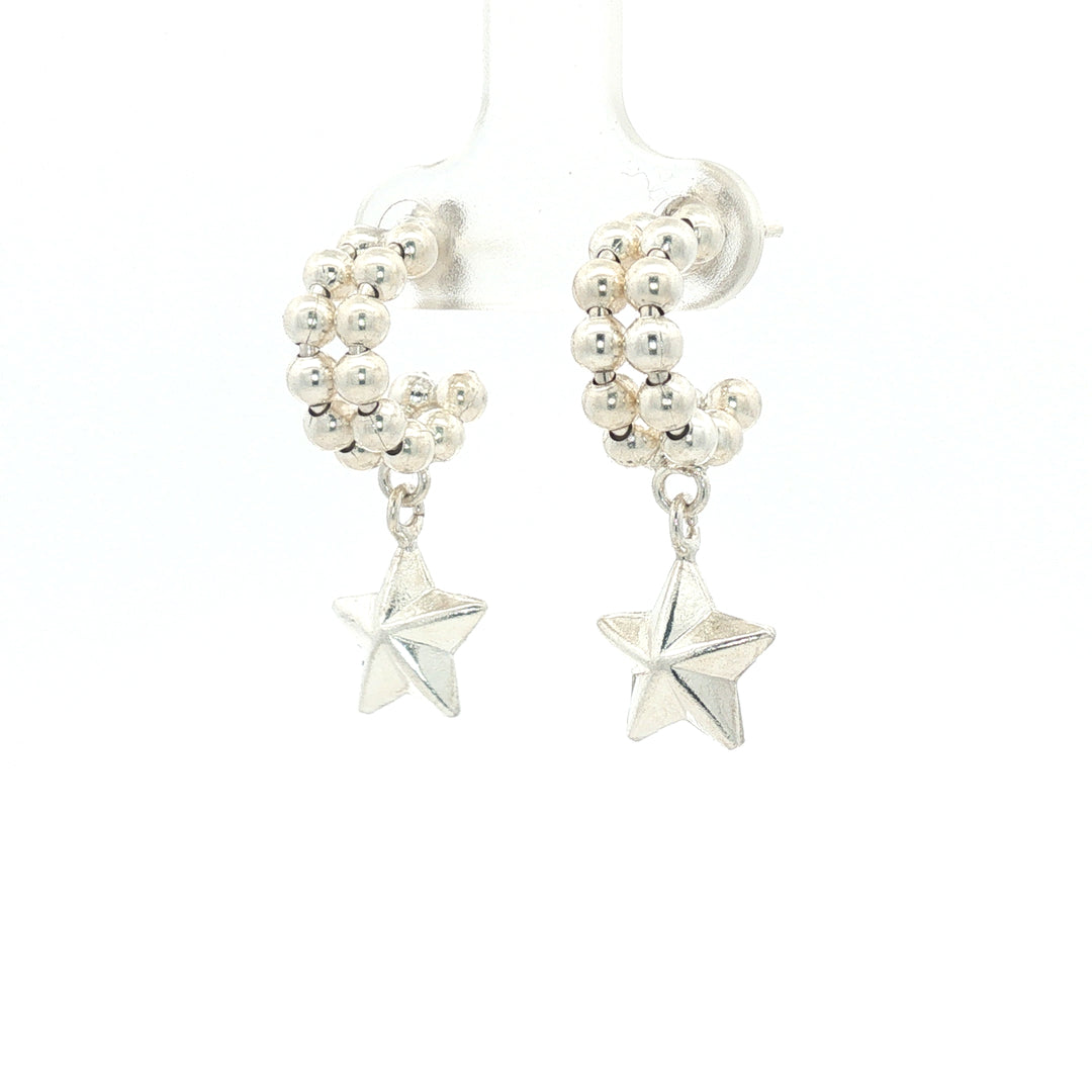 Bubble Shape With Star 925 Sterling Silver Bali Earring