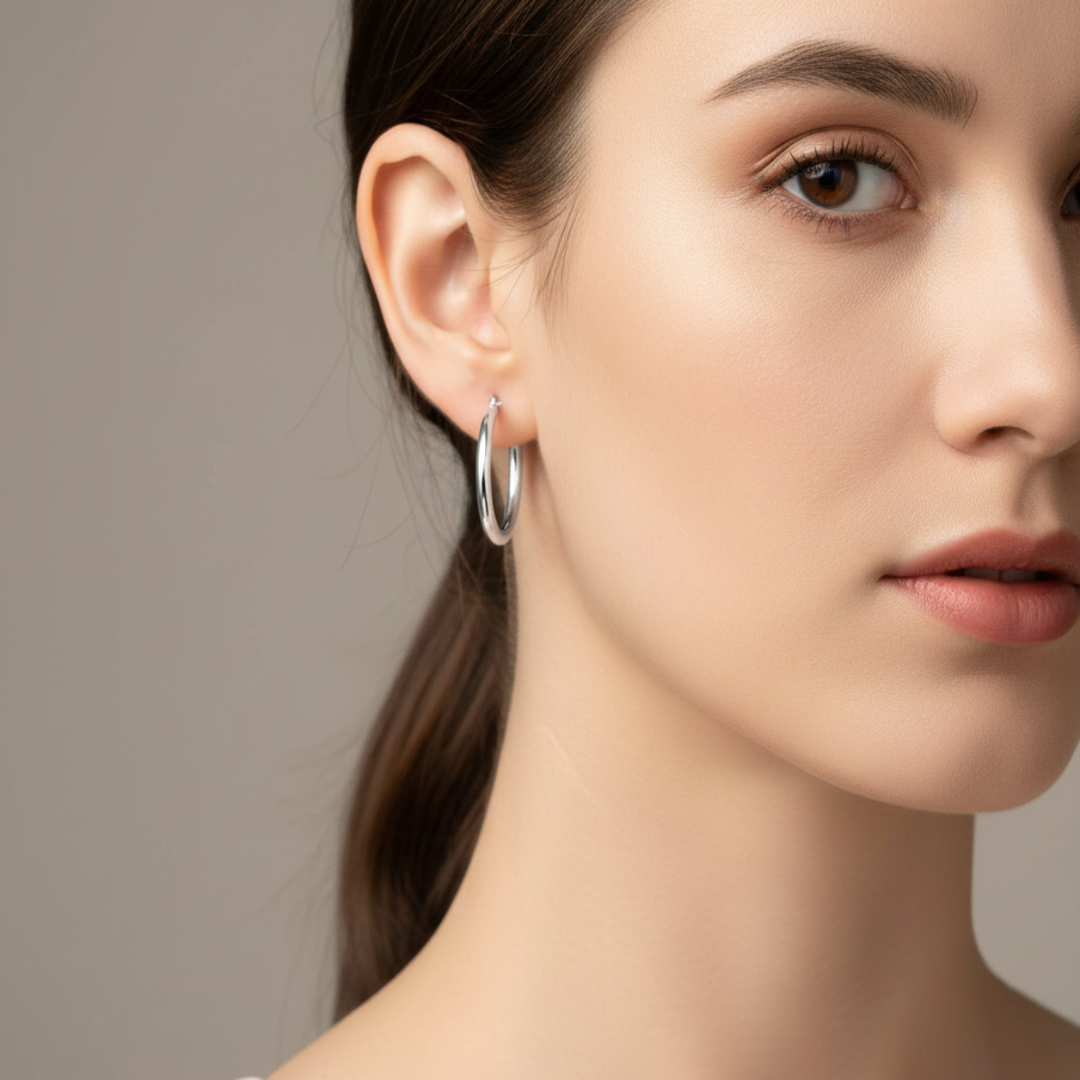 Round Shape 925 Sterling Silver Bali Earring