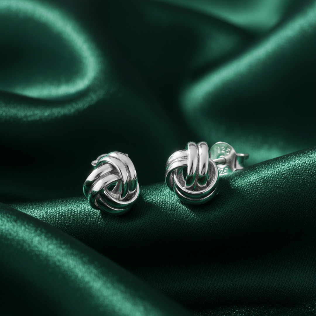 Quadro Knot 925 Sterling Silver Stud Earring