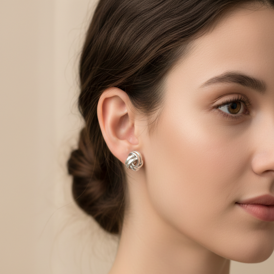 Quadro Knot 925 Sterling Silver Stud Earring