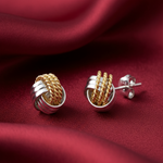 Load image into Gallery viewer, Knot Two Tone 925 Sterling Stud Earrings