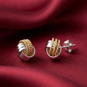 Knot Two Tone 925 Sterling Stud Earrings