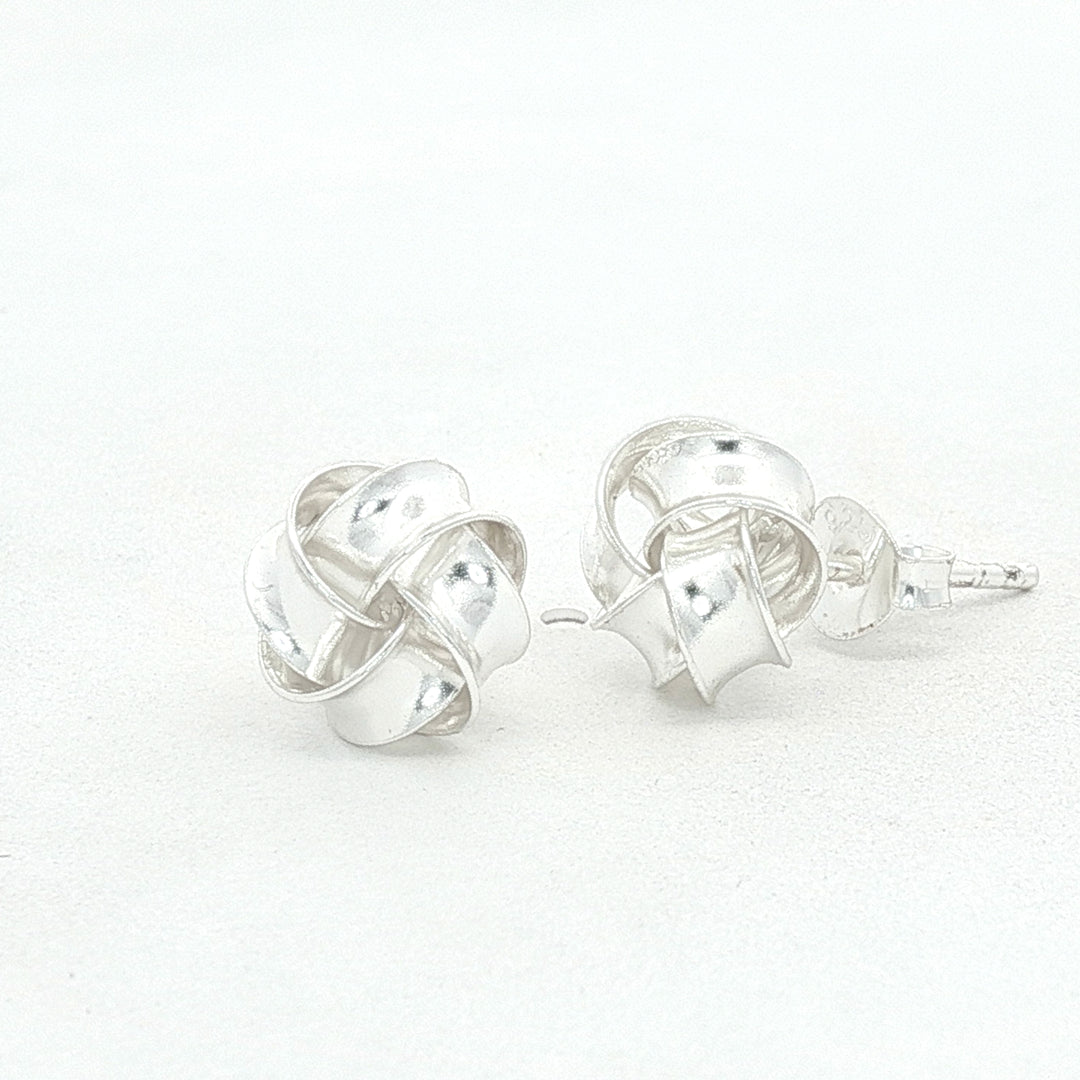 Permed Knot 925 Sterling Silver Stud Earrings