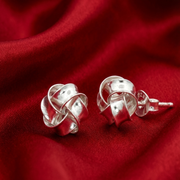 Permed Knot 925 Sterling Silver Stud Earrings