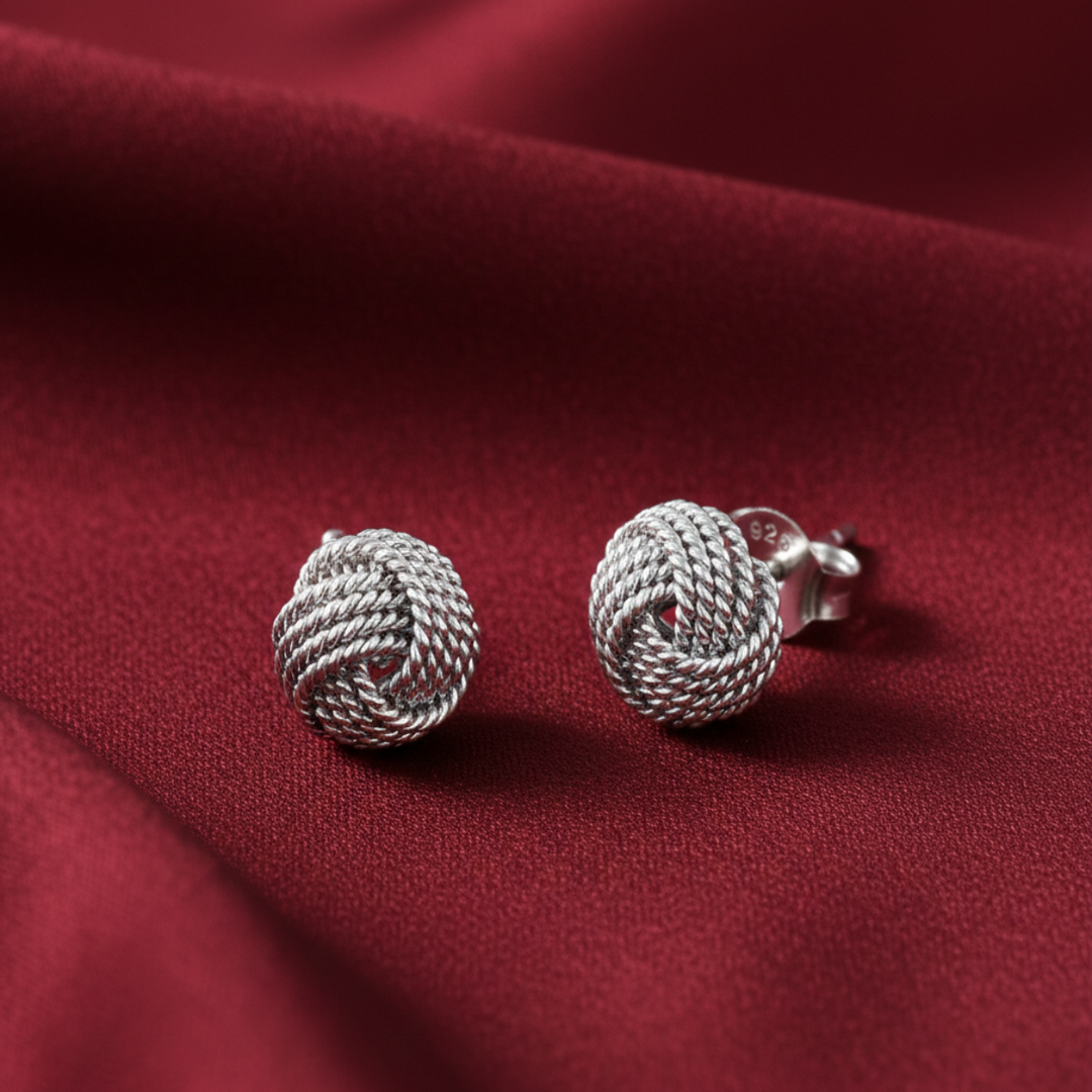 Interlace Knot 925 Sterling Silver Stud Earring