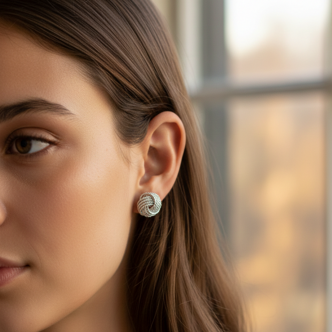 Interlace Knot 925 Sterling Silver Stud Earring