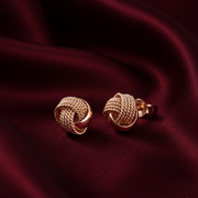 Rose Permed Knot 925 Sterling Silver Stud Earring (Rose Gold Plated)