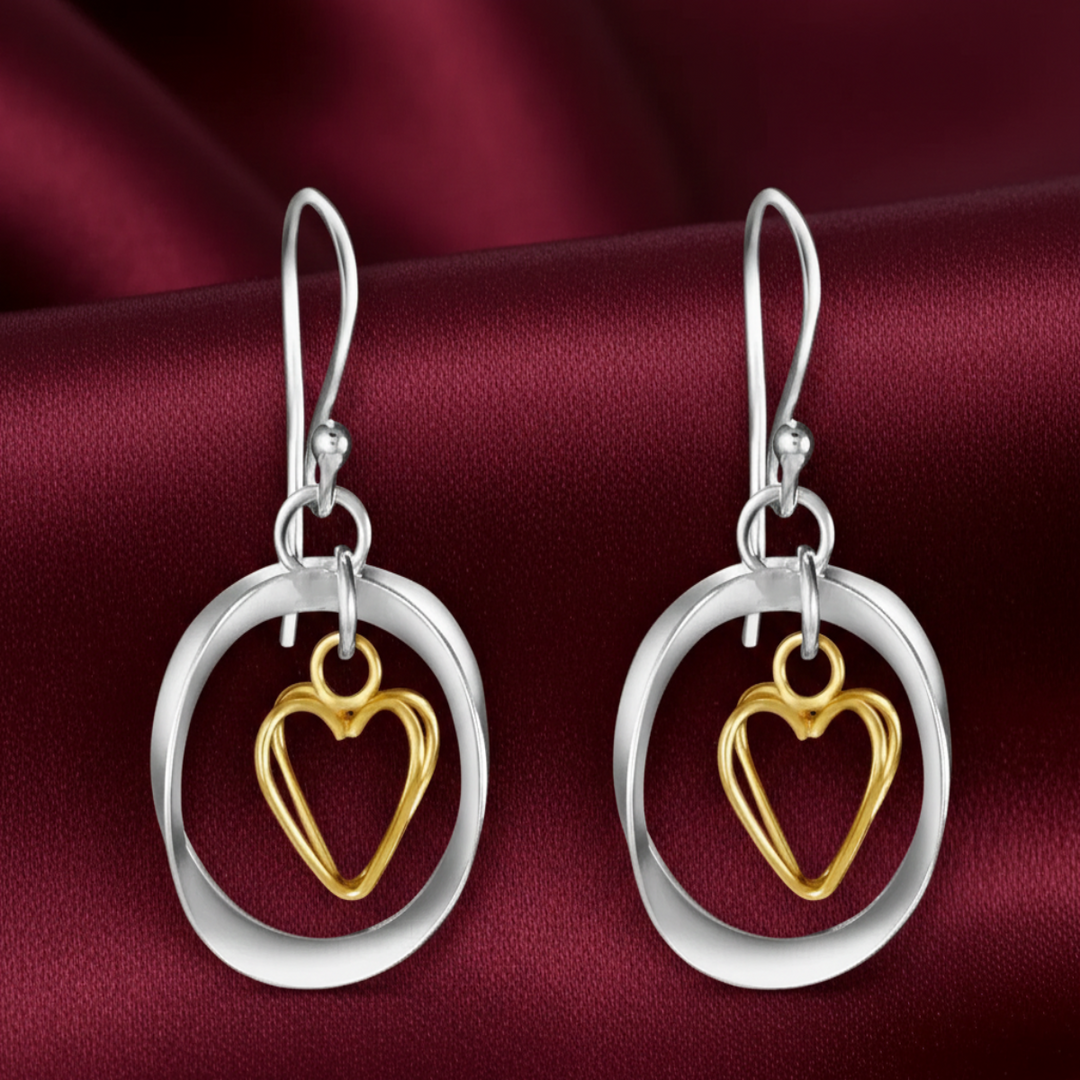 Valentine Two Tone 925 Sterling Silver Hook Earrings for Women