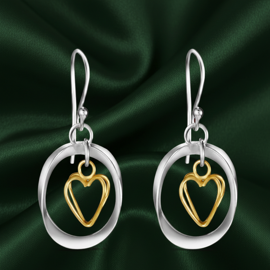 Valentine Two Tone 925 Sterling Silver Hook Earrings for Women