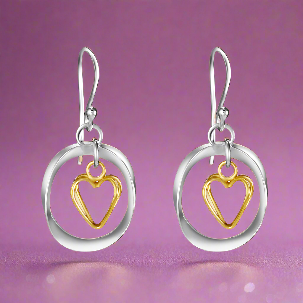 Valentine Two Tone 925 Sterling Silver Hook Earrings for Women