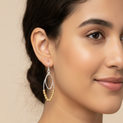 Two Tone 925 Sterling Silver Hook Earrings for Women