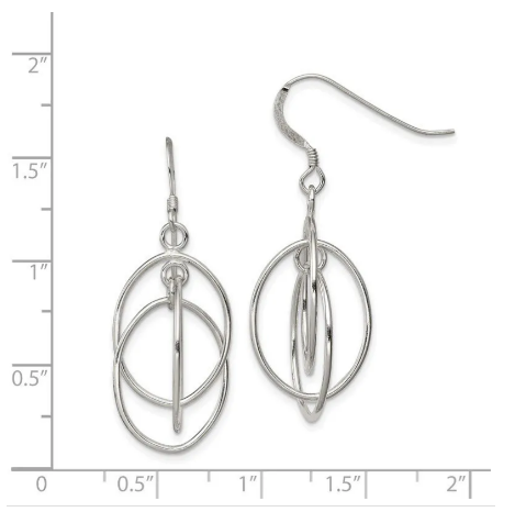 Oval Circles 925 Sterling Silver Dangling Hook Earrings for Women