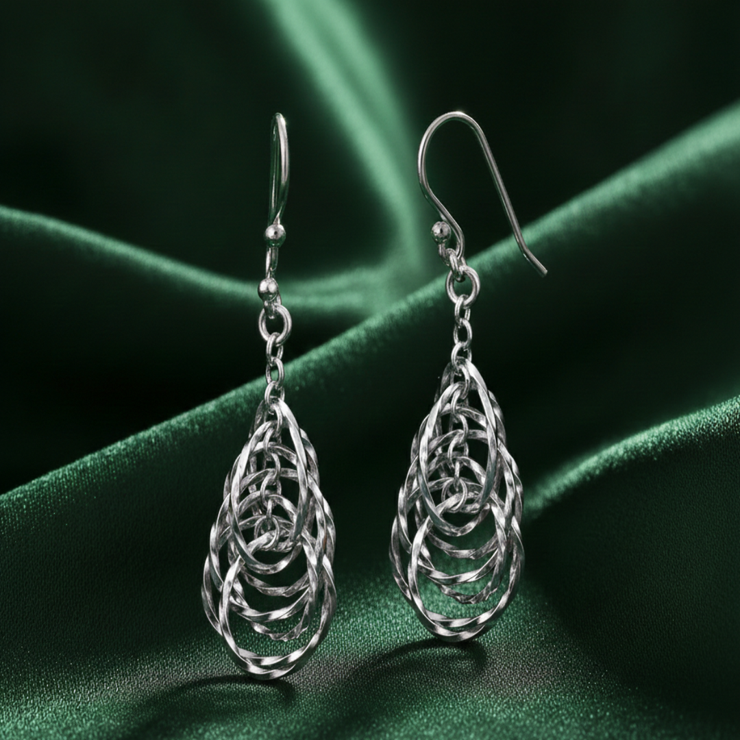 Eccentric Round 925 Sterling Silver Dangling Hook Earrings for Women