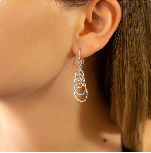 Eccentric Round 925 Sterling Silver Dangling Hook Earrings for Women