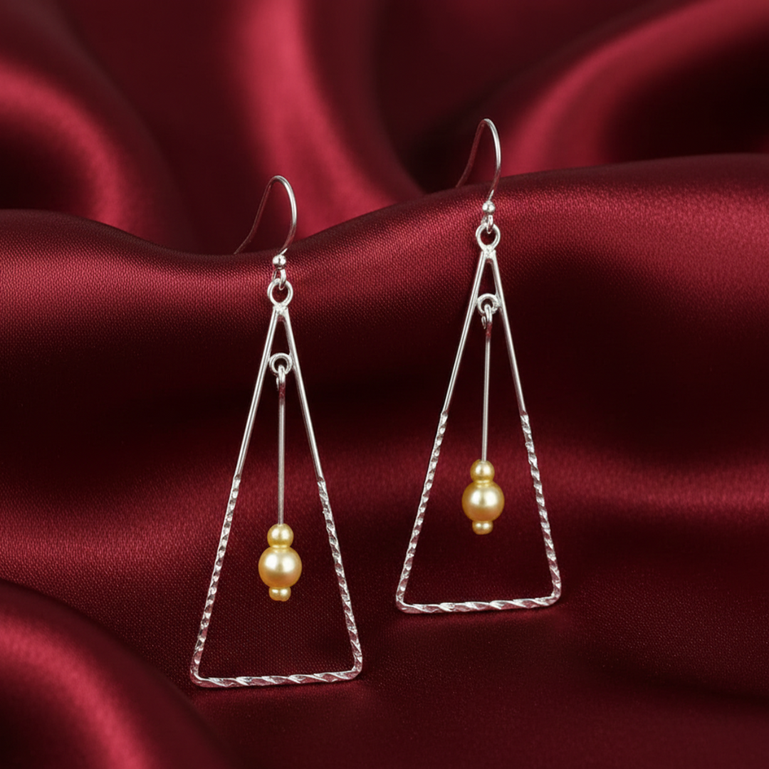 Triangle 925 Sterling Silver Dangling Hook Earrings for Women