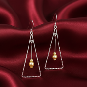 Triangle 925 Sterling Silver Dangling Hook Earrings for Women