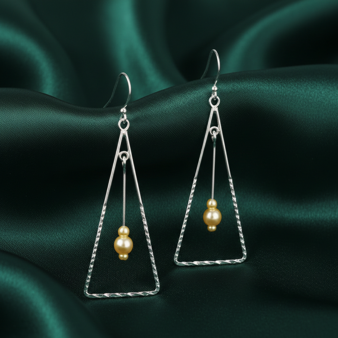 Triangle 925 Sterling Silver Dangling Hook Earrings for Women