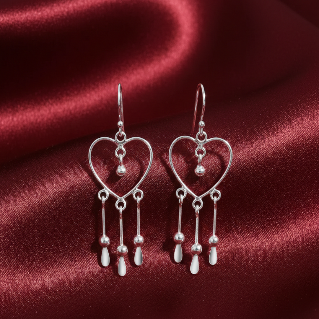 Heart Link 925 Sterling Silver Earrings