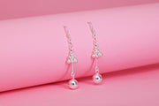 Metal ball 925 Sterling Silver Dangling Hook Earrings for Women