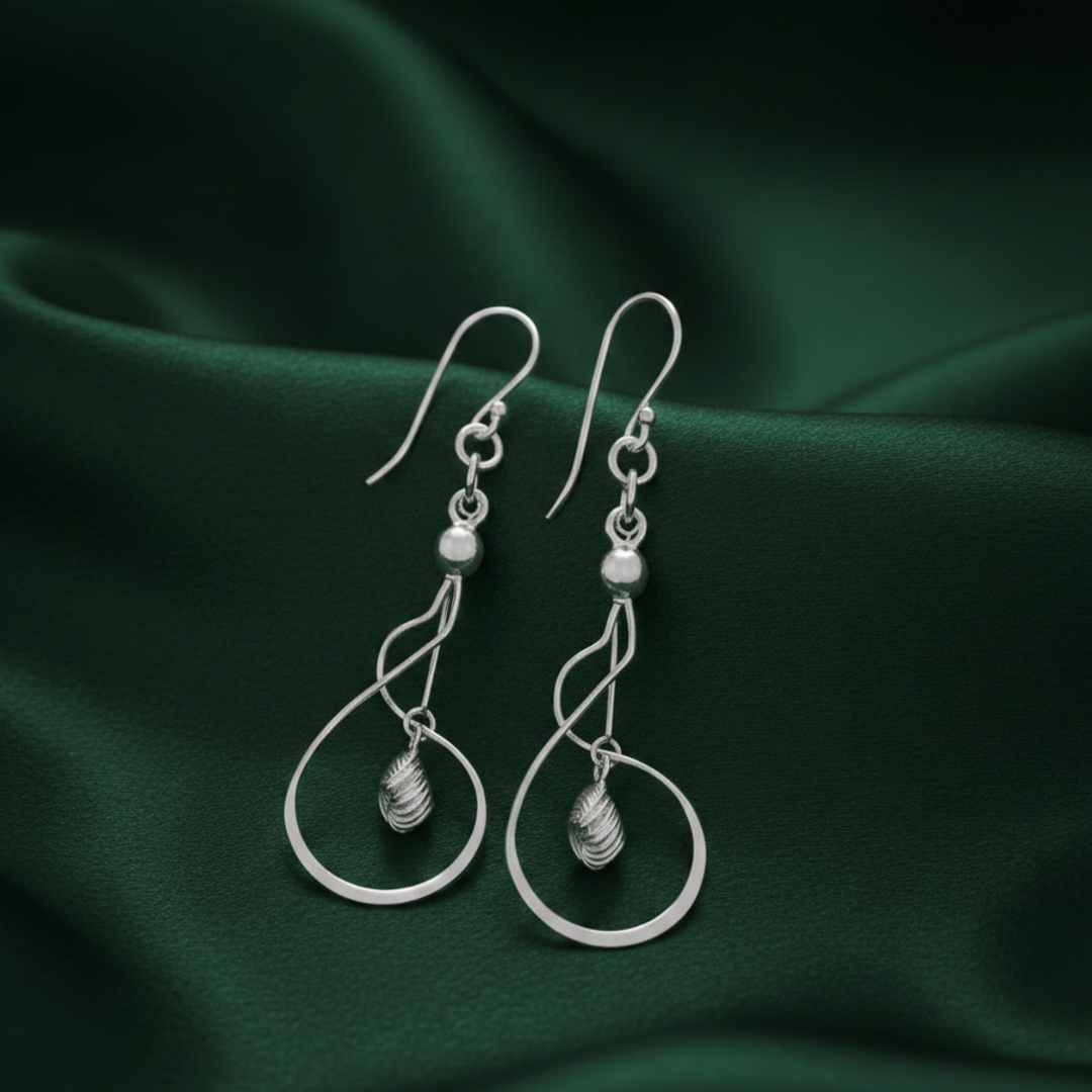Wave 925 Sterling Silver Dangling Hook Earrings for Women