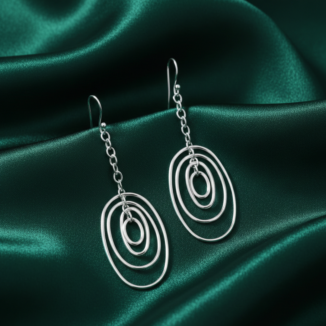 Oval Link 925 Sterling Silver Earrings