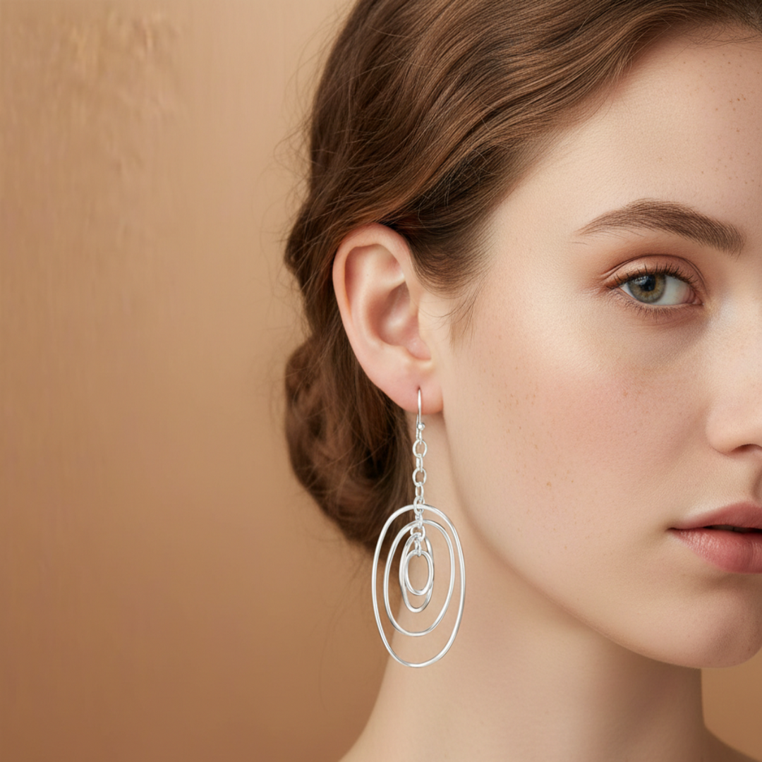 Oval Link 925 Sterling Silver Earrings