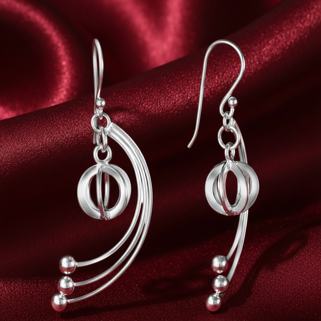 Dangling Feathered Link 925 Sterling Silver Earrings