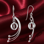 Dangling Feathered Link 925 Sterling Silver Earrings