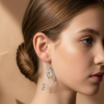 Load image into Gallery viewer, Dangling Feathered Link 925 Sterling Silver Earrings